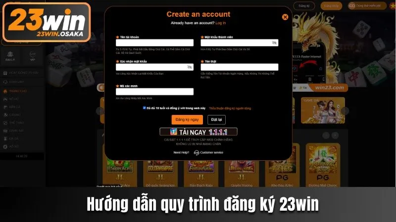 Thao tác đăng ký 23win chỉ với 3 bước